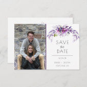 Violet Lavendel Paarse Bloemen Foto Sla de datum o Save The Date (Voorkant / Achterkant)