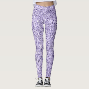 Violet lavendel paarse glitter faux sparkles leggings