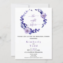 Violet & Lavender Floral Rehearsal Dinner Invitati