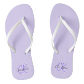 Violet lavender gekleurde naam monogram teenslippers (Voetbed)