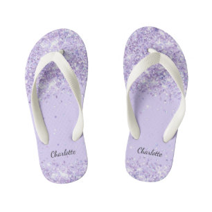 Violet lavender glitter druppelt naam meisje kinder teenslippers