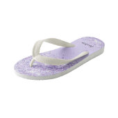 Violet lavender glitter druppelt naam meisje kinder teenslippers (Schuin)