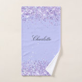 Violet lavender glitter sel name elegant bad handdoek (Handdoek)