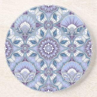 Violet, Lavender, Lilac, Blues & White Art Deco Zandsteen Onderzetter