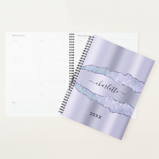 Violet lavender metal agate marble name 2023 planner (Display)