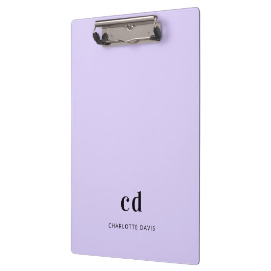 Violet lavender monogram initiaal naam klembord (Links)