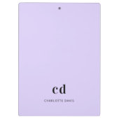 Violet lavender monogram initiaal naam klembord (Achterkant)