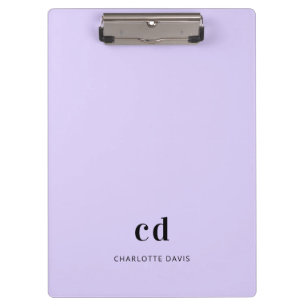 Violet lavender monogram initiaal naam klembord