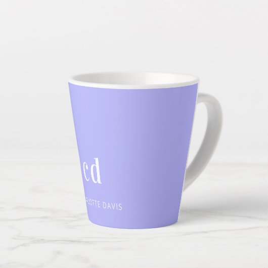 Violet lavender monogram initiaal naam latte mok (Rechterhoek)