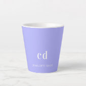 Violet lavender monogram initiaal naam latte mok (Voorkant)