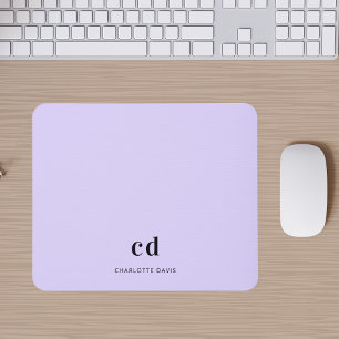 Violet lavender monogram initiaal naam muismat