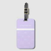 Violet lavender monogram initiaal patroonnaam bagagelabel (Voorkant (verticaal))