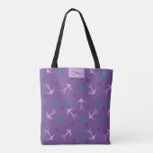 Violet Lavender Swallow Floral Pattern Canvas tas (Achterkant)