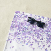 Violet lavender white glitter name monogram strandlaken (In situ)