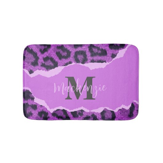 Violet Leopard Print Badmat (Voorkant)