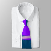 Violet Lila en Indigo horizontaal gestreept Stropdas (Gebonden)