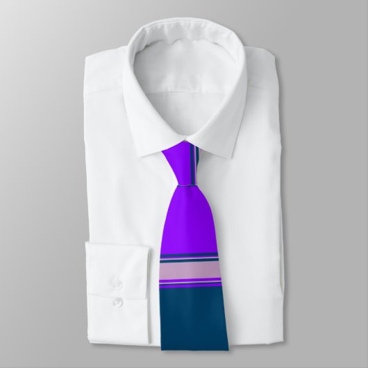 Violet Lila en Indigo horizontaal gestreept Stropdas (Gebonden)