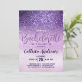Violet Lila Paarse Triple Glitter Bachelorette Kaart (Staand voorkant)