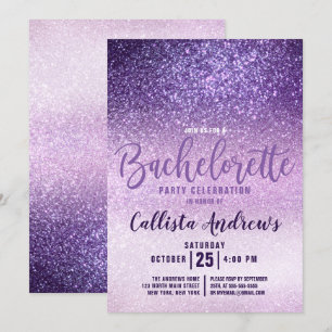 Violet Lila Paarse Triple Glitter Bachelorette Kaart