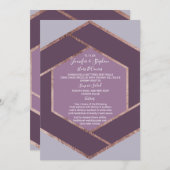 Violet Lilac violet Rose or Hexagon Mariage Menu (Devant / Derrière)