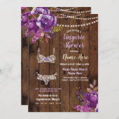 Violet Lingerie Douche Bachelorette Invitation boi (Devant / Derrière)