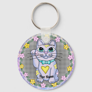 Violet Lucky Cat sleutelhanger