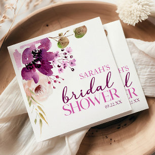 Violet Magenta Paarse Bloemen Vrijgezellenfeest Servet