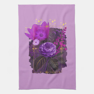 Violet Magical Floral Bouquet in Golden Frame Theedoek