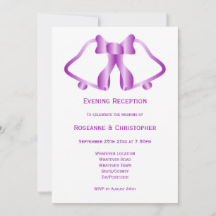 Violet Mariage Réception Invitation Bells Ribbon