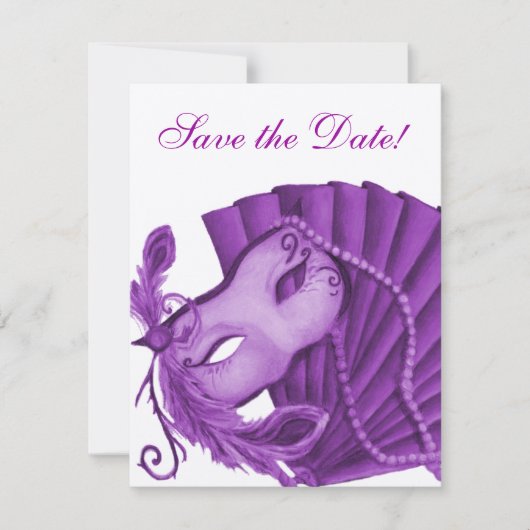 Violet Masquerade Save the Date (Voorkant)