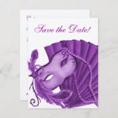 Violet Masquerade Save the Date (Voorkant / Achterkant)
