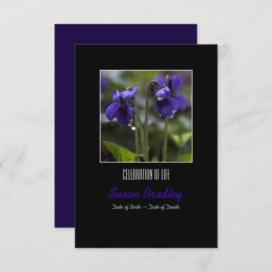 Violet met druppels Uitnodiging tot leven (Voorkant / Achterkant)