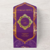 Violet met Gold Mandalas All In One Uitnodiging (Buitenkant)