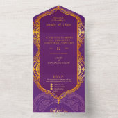 Violet met Gold Mandalas All In One Uitnodiging (Binnen)