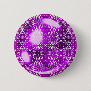Violet metaalbal ronde button 5,7 cm