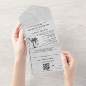 Violet Mexico Passport Wedding All In One Uitnodiging (Afscheurbaar)