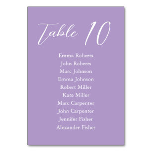 Violet Minimalist Script Wedding Zitplaatsen Plan Kaart