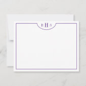 Violet minimalistisch drie monogram één rand notitiekaartje (Voorkant)