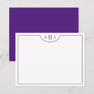Violet minimalistisch drie monogram één rand notitiekaartje