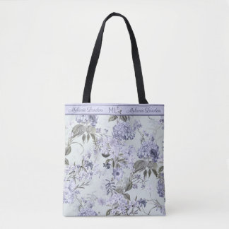 Violet & Mint Hydrangea & Lilacs Personalized Tote Draagtas