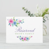 Violet Mix Waterverf Floral Weddenschap Gereservee (Staand voorkant)