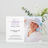 Violet Motif 30e anniversaire Invitation photo (Debout devant)