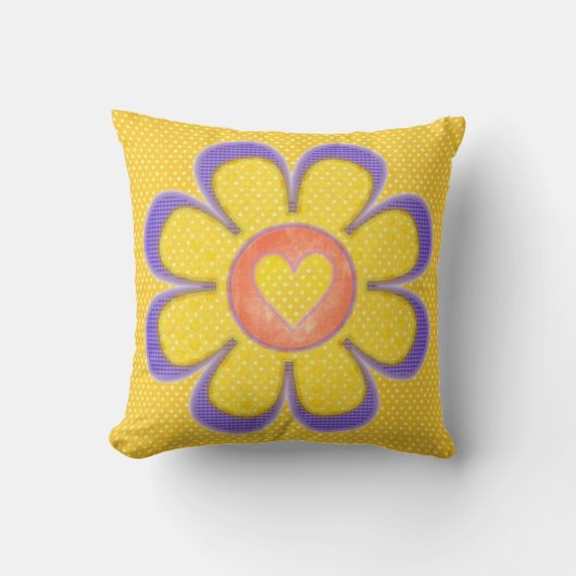 Violet n Jaune Coussins de fleurs du coeur (Recto)