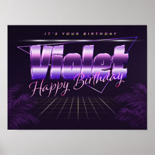 Violet Name Vorlila retro Poster Geburtstag