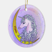 Violet Night Moon Unicorn Keramisch Ornament (Links)