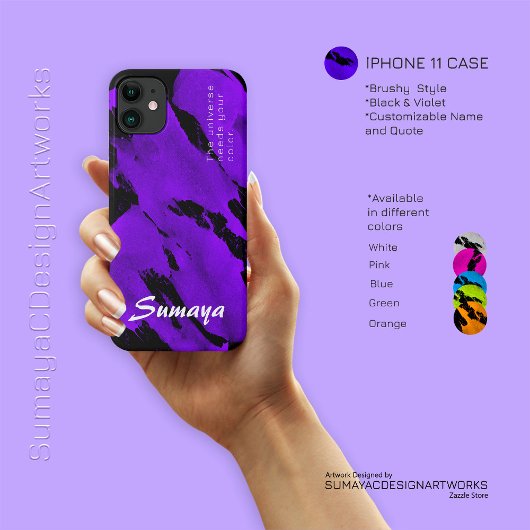 Violet noir brossé iPhone 11 Coque | Personnalisab