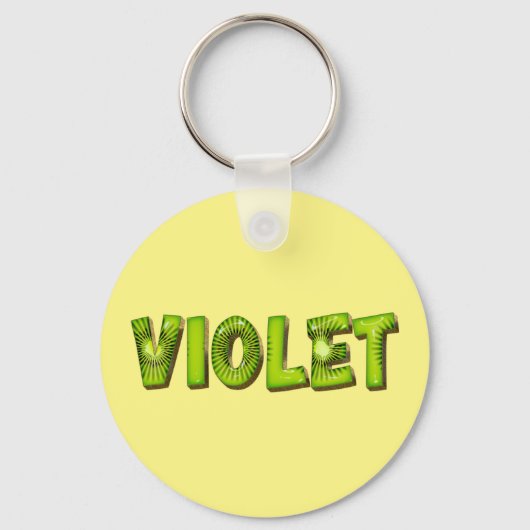 Violet Nom Kiwi Design Porte-clés (Recto)