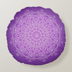 Violet Om Mandala Meditation Round Pillow Rond Kussen