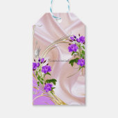 Violet Paars-Aquarel Rozen op Roze Zijde Cadeaulabel (Voorkant)