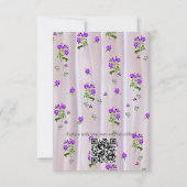 Violet Paars-Aquarel Rozen op Roze Zijde RSVP Kaartje (Achterkant)